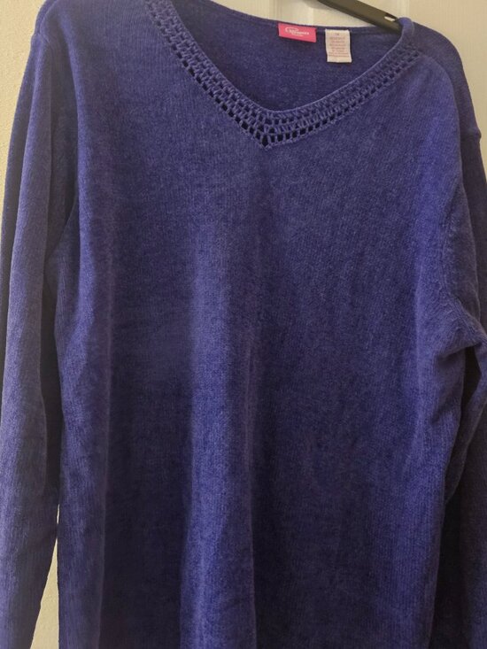Papagallo soft purple v-neck warm holiday Minimalist pullover sweater 1X - Picture 6 of 9
